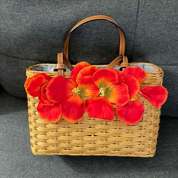 kate spade Bags Kate Spade Wicker Basket Purse Medium Size Zip Top Poshmark